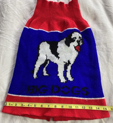 Vintage 90s BIG DOGS XL Colorblock Logo Spellout Sweater Pet Apparel RARE Read - Picture 2 of 11