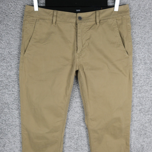 HUGO BOSS MEN'S PANTS SCHINO-SLIM W32 L32 BROWN BEIGE TROUSERS CHINO STRETCH 365 - Picture 1 of 12
