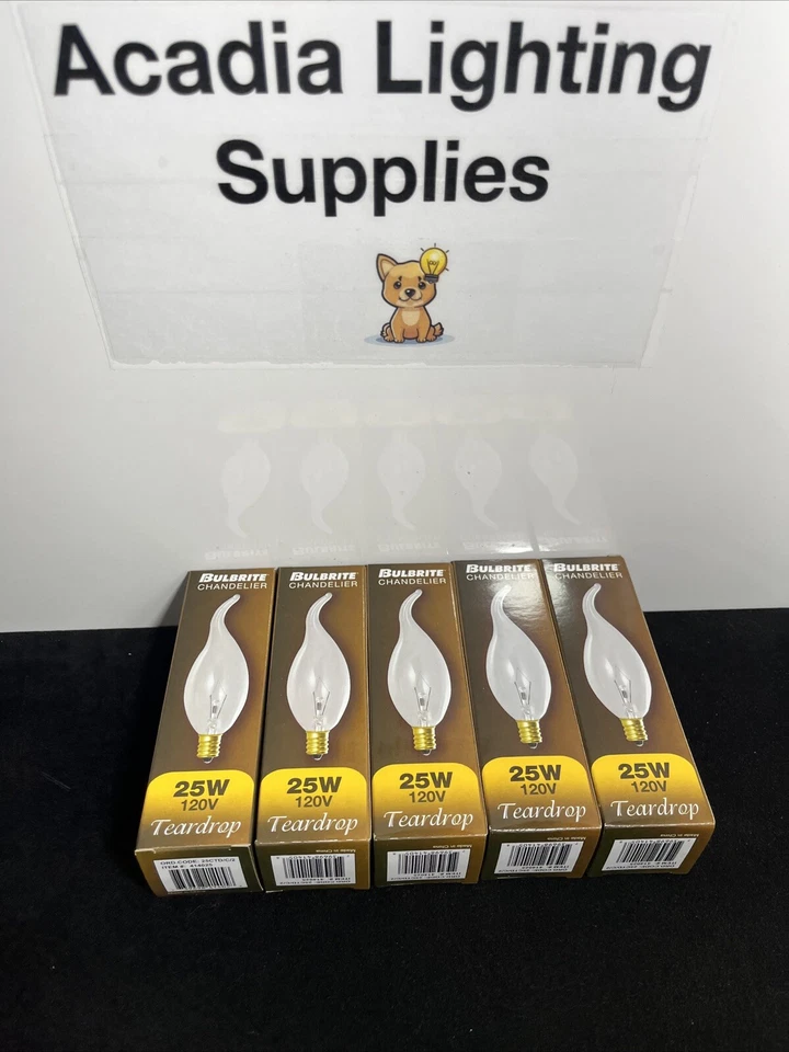 ⚡️Lot Of 5⚡️ 25CTD/C/2 E12 Candelabra Base Clear, Long Life, Teardrop - Image 4 of 4