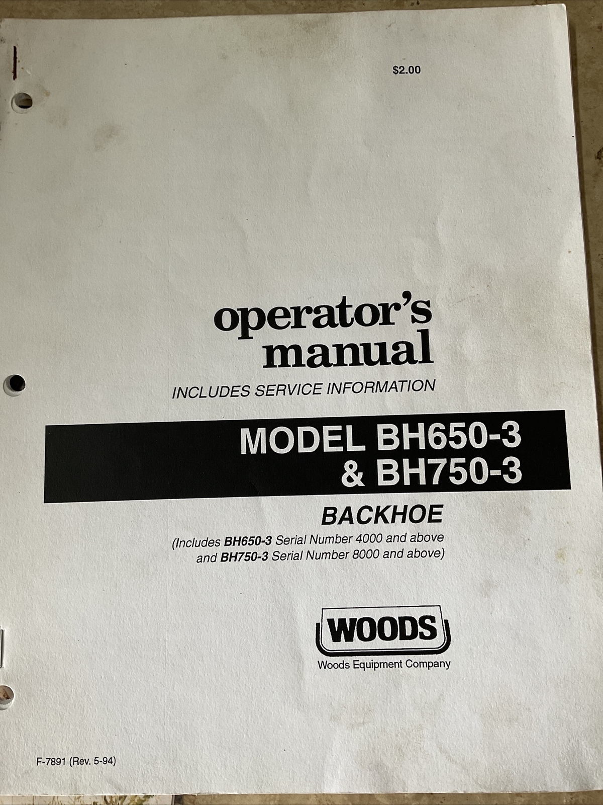 Woods BH7503, BH6503 Backhoe Operator, Owners Manual eBay