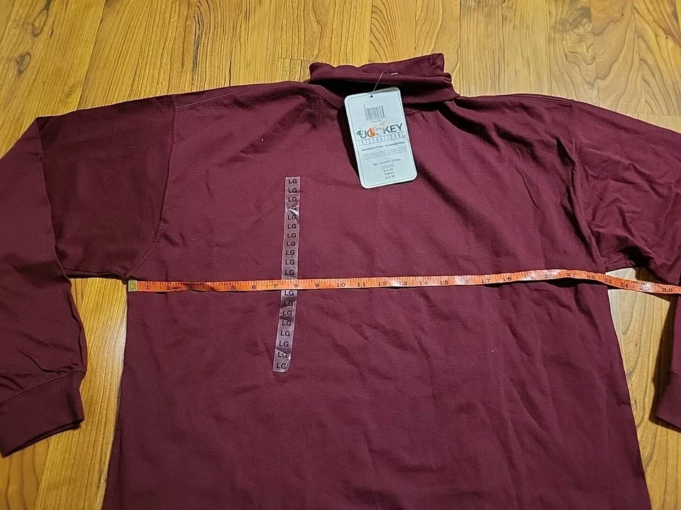 Camisa De Colección Jockey Cuello Alto Manga Larga Lg Granate Nueva Con Etiquetas 1993 46" Pecho Foto 3 de 4