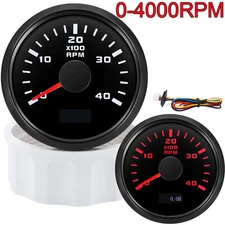 2"52mm Tachometer 0-4000 RPM Tacho Gauge With LCD Hour Meter For Car Boat Truck 