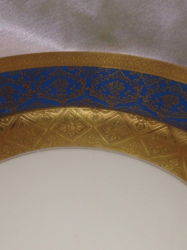 ROSENTHAL IVORY 10.5" DINNER PLATE GOLD ENCRUSTED FILIGREE W TURQUOISE BLUE BAND - Picture 6 of 8