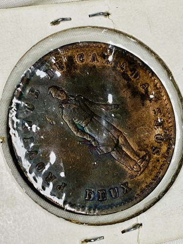 Canada - Quebec 1852 Copper Penny Bank Token- Old Original Holder - Picture 8 of 8