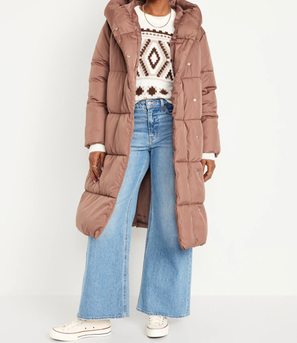 OLD NAVY NEW Most Popular Women's Water-Resistant Long Hooded Puffer Coat - PL