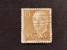 SPAIN ESPANA 1955 GENERAL FRANCO 15C OCHRE - USED