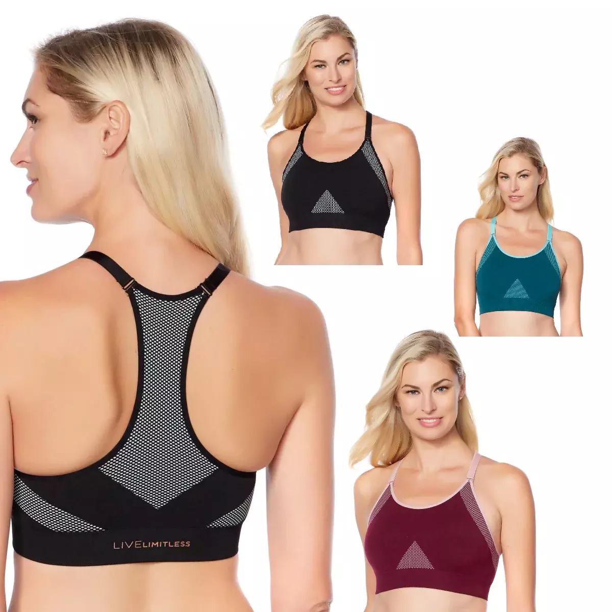 Copper Fit™ Sports Bra with Adjustable Straps, Teal, Large