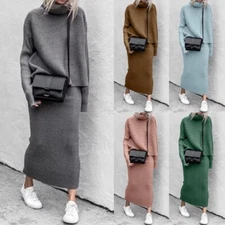 Women 2 Piece Outfits Solid Color Sweater Top And Skirt Set Ladies Casual School