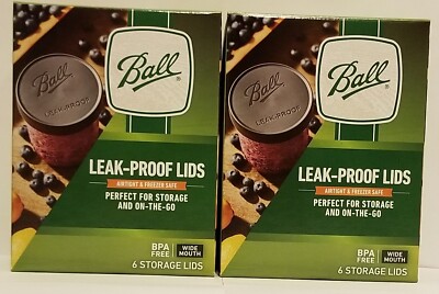 Ball Mason Jar Lids Wide Mouth Leak-proof Storage Caps (WIDE) 6 in Box. 2 boxes.
