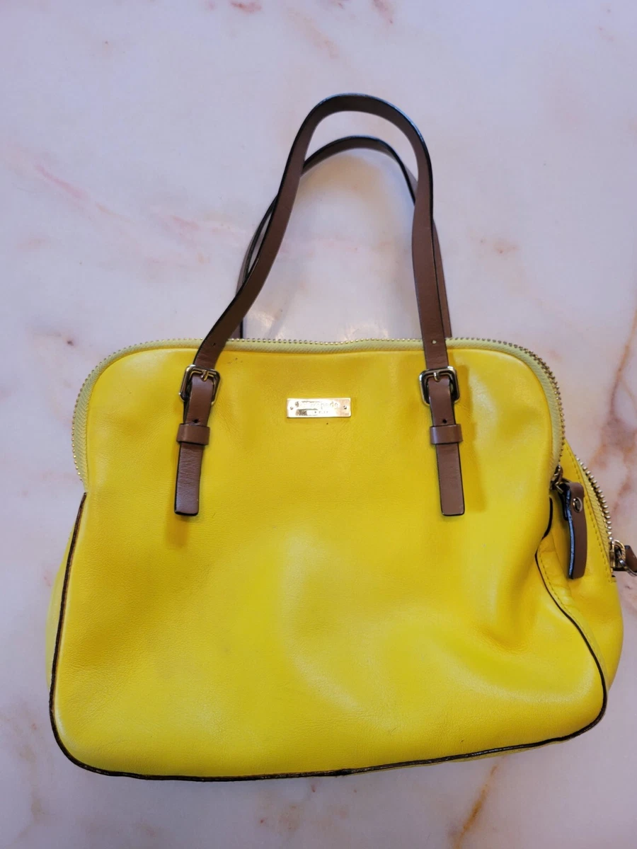 NWT KATE SPADE ELLIOT GREY STREET LEMONCELLO YELLOW LEATHER TOTE SHOULDER  BAG | eBay