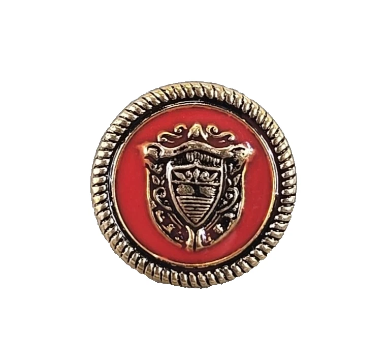 Pendleton Red Enamel Brass Shaft Shield Rope 5/8" Replacement Buttons - 5 pc - Image 2 of 3