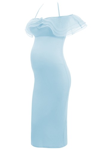 Maternity Women Dress Summer Pregnant Calf-length Nightgown Split Design Party - Picture 6 of 59