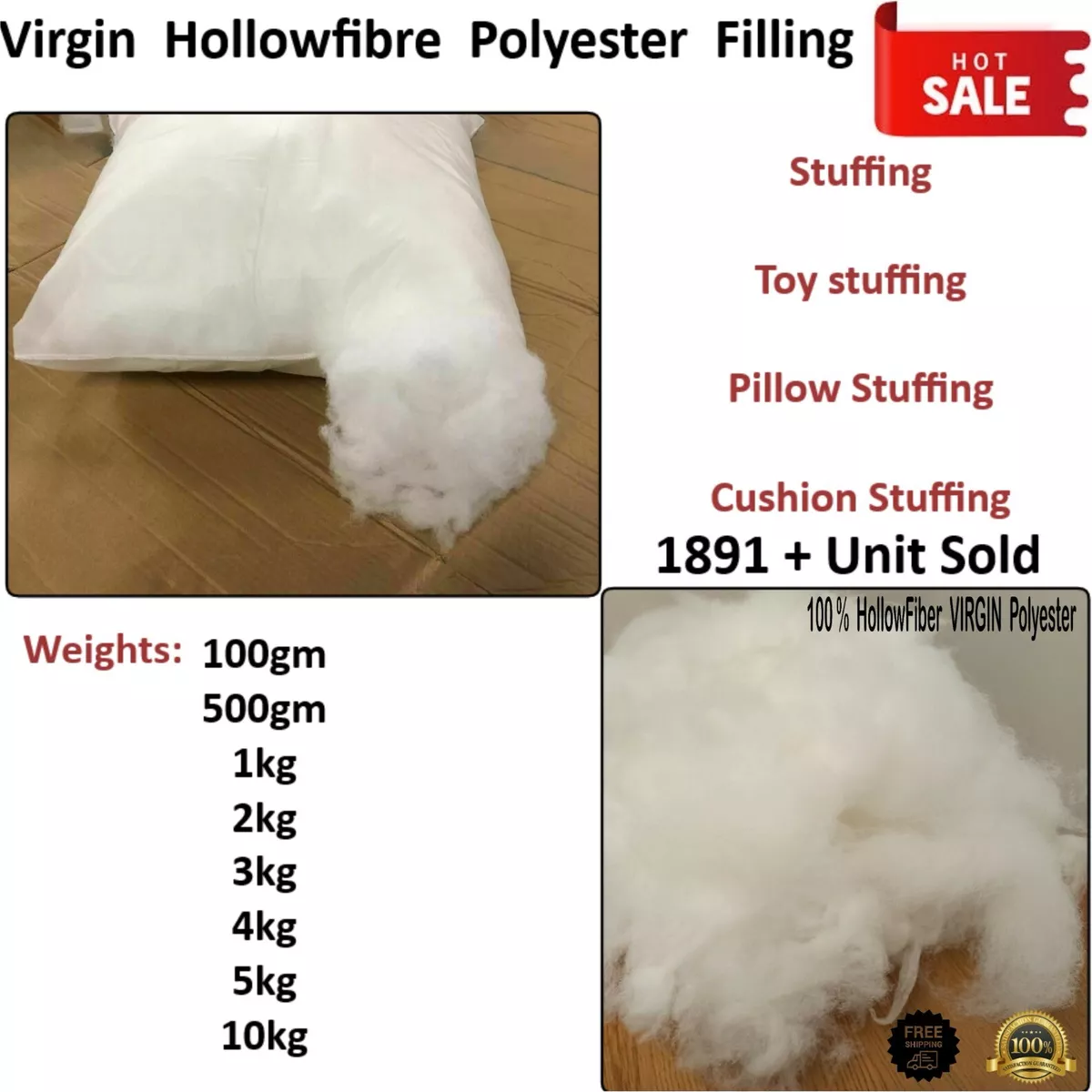 Hollowfibre Virgin Polyester Filling Soft Stuffing Toy Teddy Bear