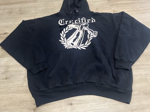 Crucified Skinhead Mens Pullover Hoodie Black Size Large Agnostic Front Madball - Picture 2 of 8