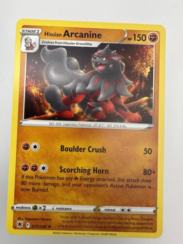 Karta Pokemon TCG Astral Radiance Hisuain Arcanine 071/189 Rzadka - Zdjęcie 1 z 1