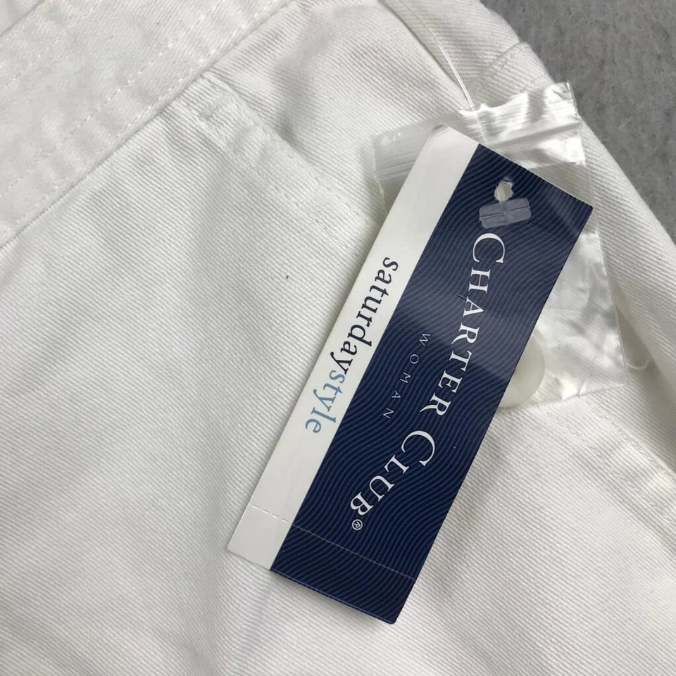 Pantalones Cortos Charter Club Mujer 24W Blanco Capri Largo Frente Plano Nuevos con Etiquetas * Foto 4 de 4