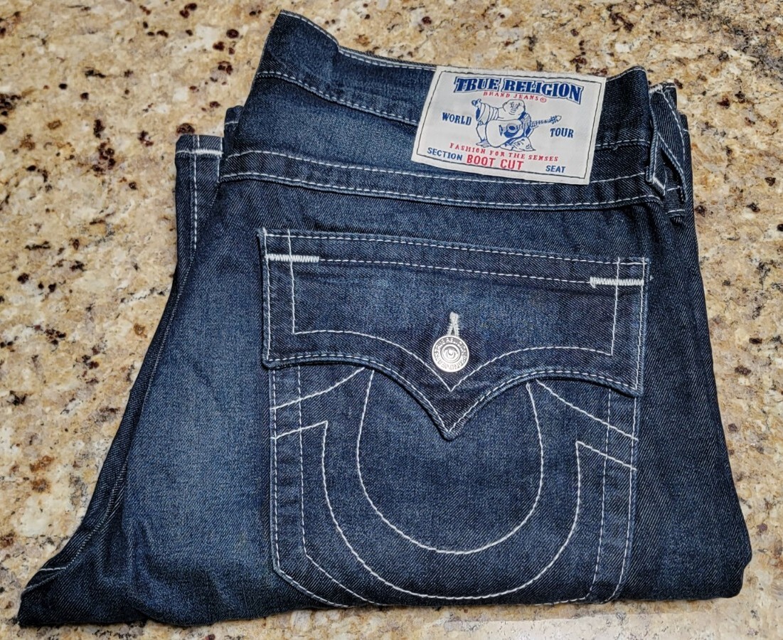AUTHENTIC TRUE RELIGION BILLY BOOTCUT JEANS FLAP DARK WASH AUTHENTIC TRUE RELIGION BILLY BOOTCUT JEANS FLAP DARK WASH