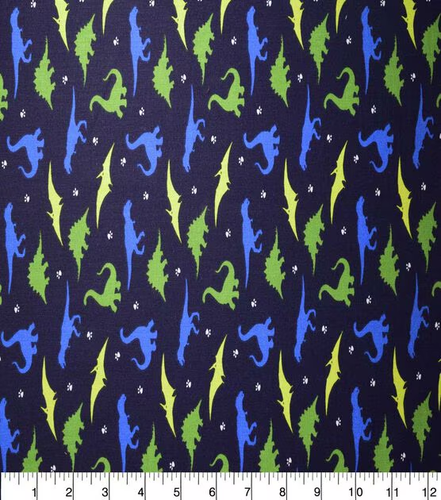 Dinosaurs on dk blue KIDS BTY 100% Cotton fabric 36"x 44"
