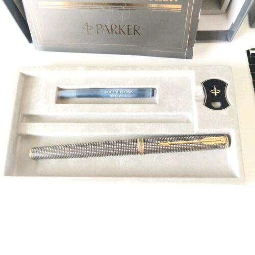 RARE Parker Premier Sterling Silver Cisele Fountain Pen 14k Gold Nib Boxed&More - Picture 2 of 18