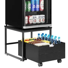 Beverage Cooler Refrigerator Stand with Storage Drawer Mini Fridge Stand Table