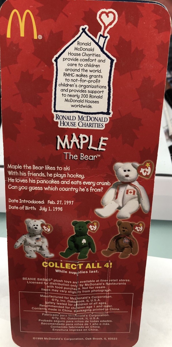 NEW TY Beanie Baby Maple 1997, Retired Rare, BRAND NEW with