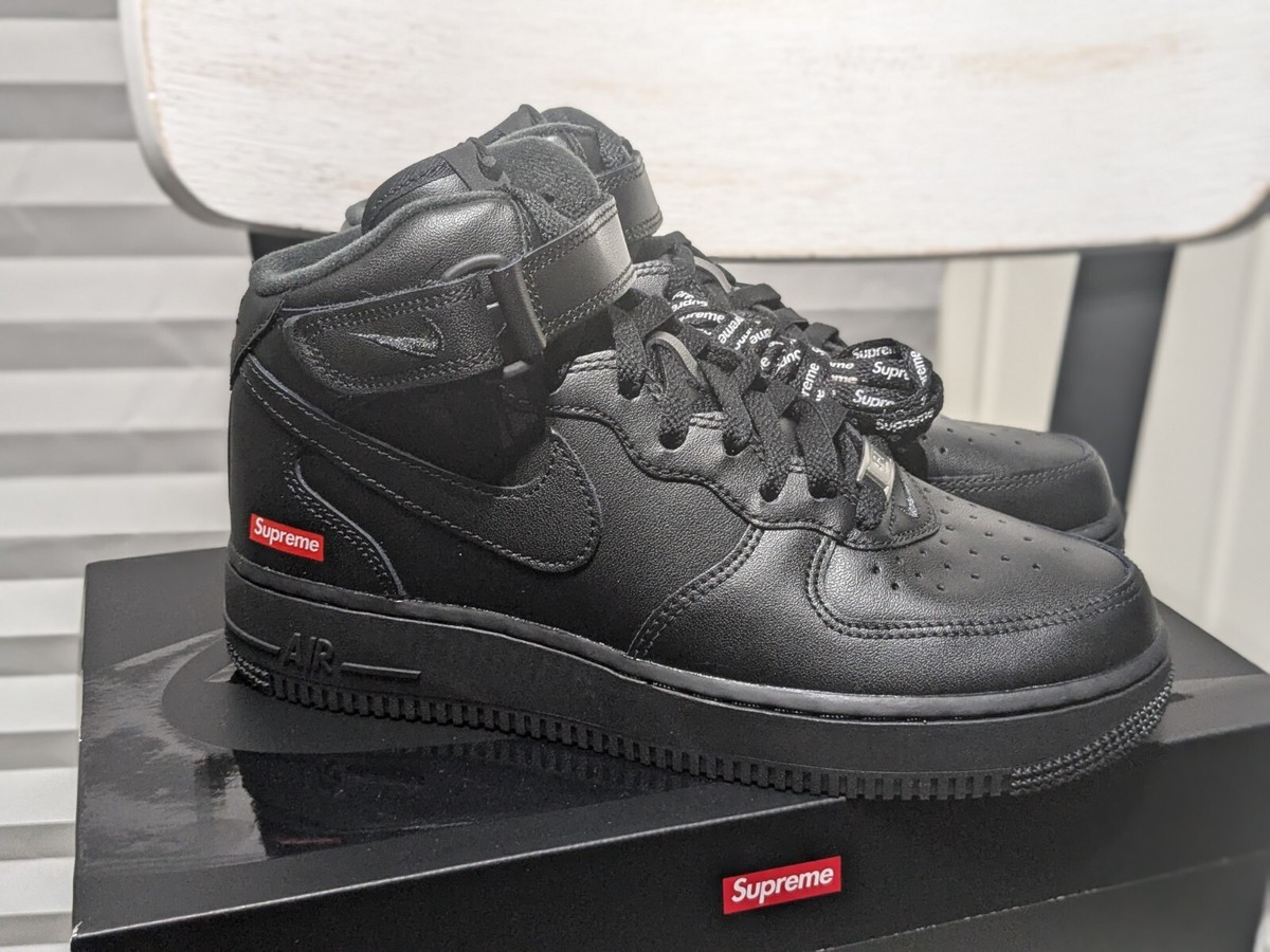 Size 6 Mens Supreme x Air Force 1 Mid SP Triple Black FZ8784001 | eBay
