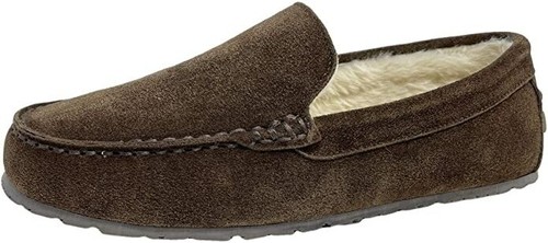Clarks Mens Suede Moccasin Slippers Warm Cozy Indoor Outdoor Plush Faux Fur