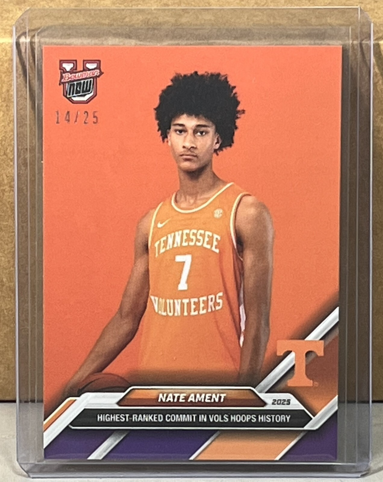 2024 25 BOWMAN U NOW #110 NATE AMENT University Tennessee Purple Parallel 14/25