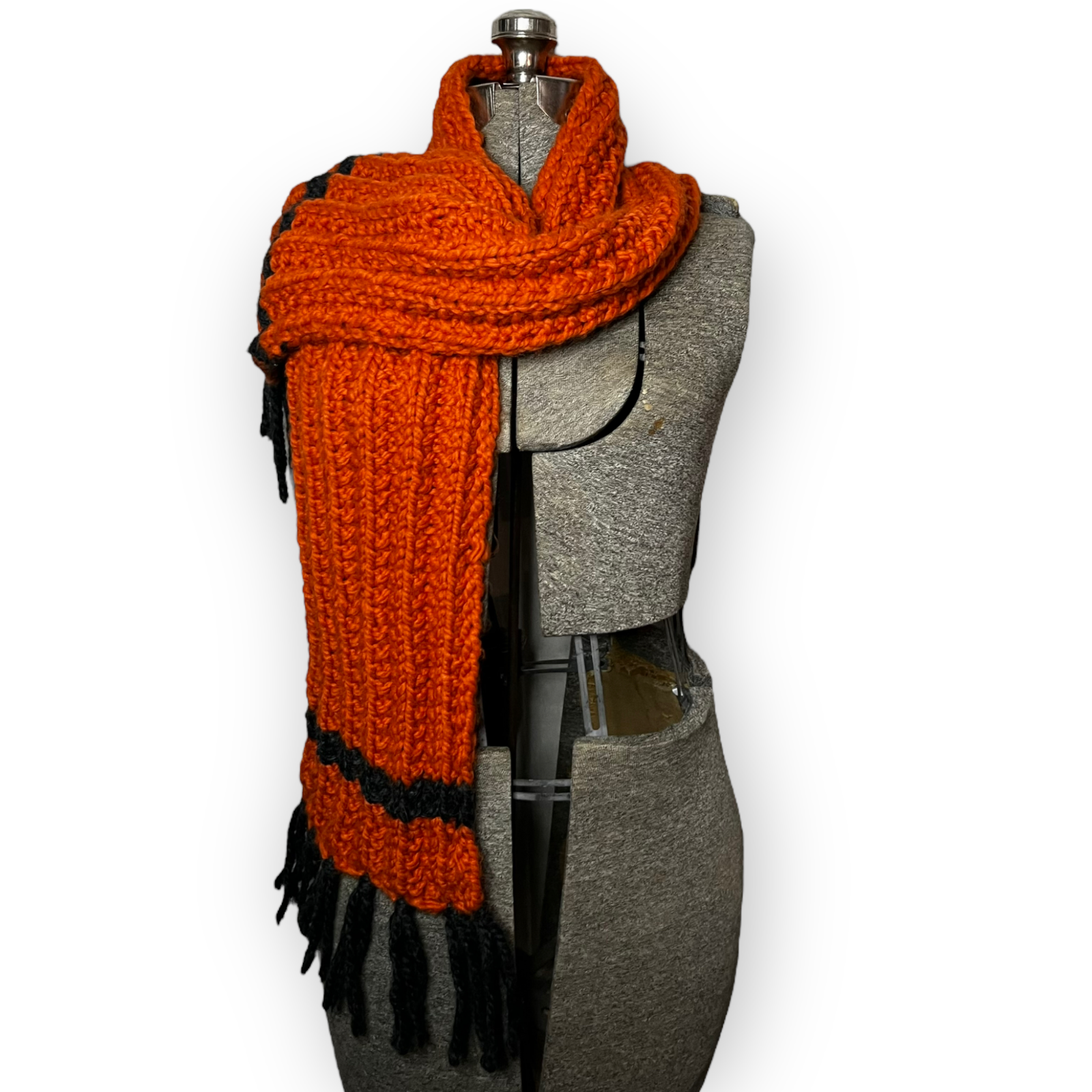 Chelsea Orange Color Block Knit Scarf