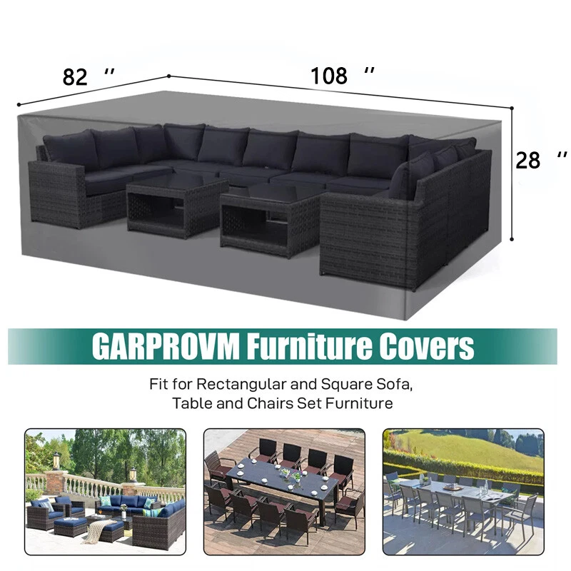 108IN 600D Resistente Patio Muebles Cubiertas Impermeable Exterior Protector de Mesa Foto 3 de 4