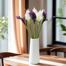 10pcs Calla Lily Artificial Bouquet with long -stems realistic white purple mix