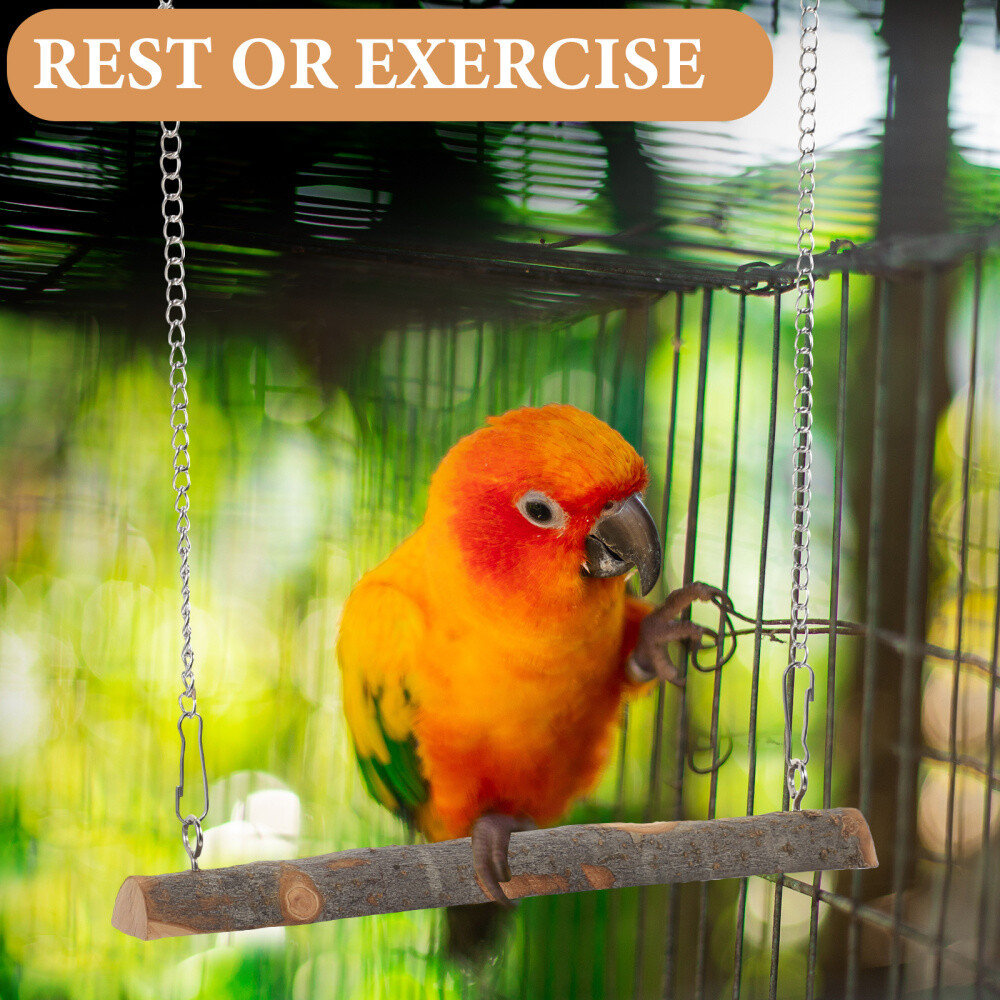 Set of 4 Parakeet Balance Train Toy Cage Decor Parrot Swing Long Tail