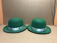 2-St. Patrick s Day Leprechaun Large Lucky Green Felt Top Hats New w/ Tags