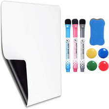 Image of A4 Magnetic Dry Erase Whiteboard Sheet Magnetic Dry Wipe Board with 3 Whitebo...