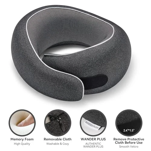 Travel Pillow, 100% Pure Memory Foam Travel Neck Pillow Airplane Neck Support