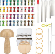 Fabric Mending Loom Kit  Quick-Weave Darning Tool with 14-Hook Mini Loom, 100 C