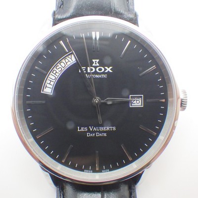 *EXC+++* Edox Les Vauberts 83007 Vintage Automatic Watch Black Dial SWISS H90