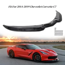 Front Bumper Lip Splitter Spoiler Gloss Black For 2014 -2019 Corvette C7 Stage 2