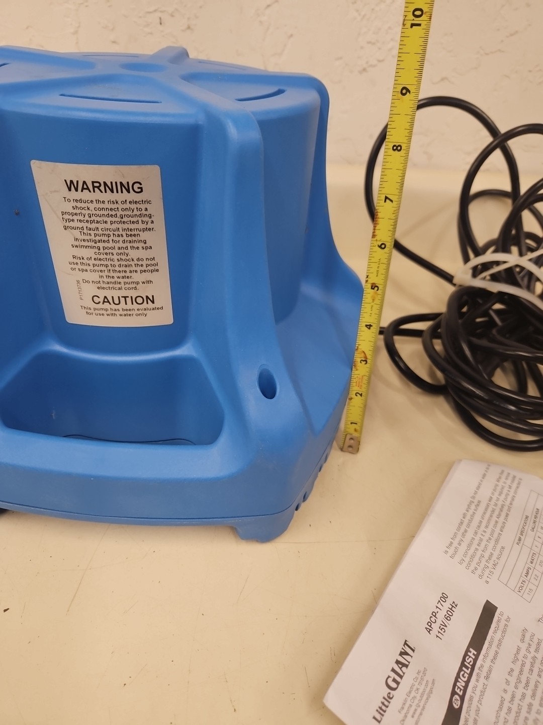 Little Giant Pool Cover Pump Automatic APCP-1700. Untested. 