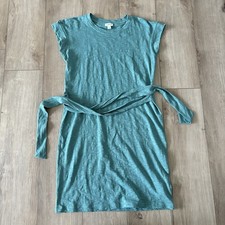 J Crew Dress Women's XS Tie T-Shirt Short Sleeve Green Casual Midi Preppy