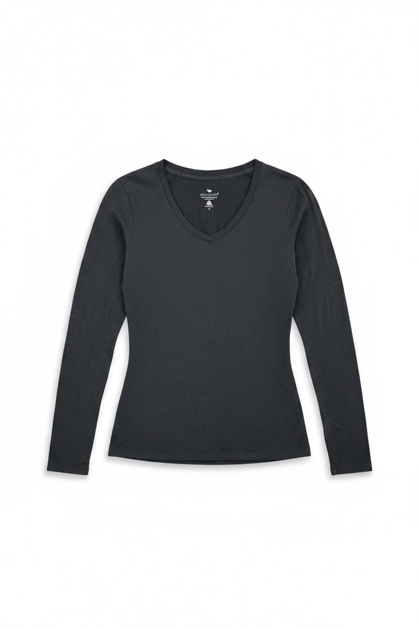 Seg’Ments 100% Merino Wool Women’s Baselayer Size Small Gray V Neck