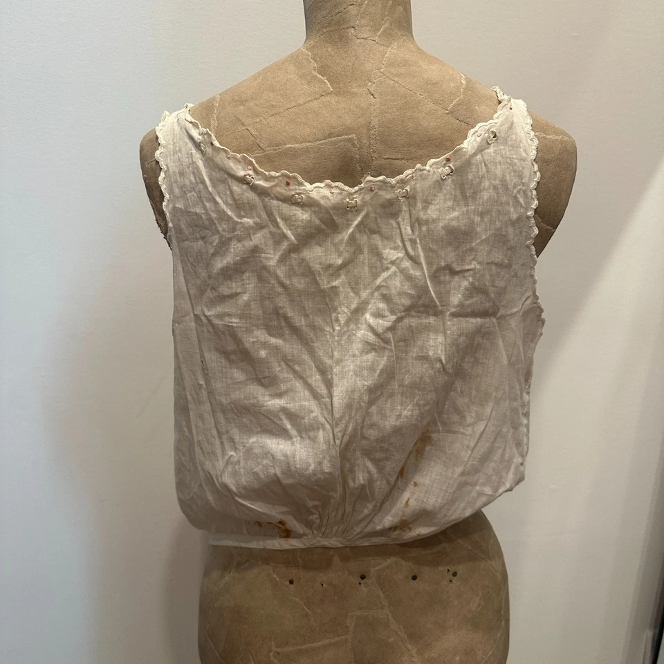 Camiseta sin mangas chaleco camisola cubierta corsé bordado eduardiano de la década de 1910 Foto 3 de 4