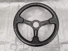350MM NRG RST-022R-Y 6-HOLE BLACK LEATHER ARROW 3-SPOKE STEERING WHEEL