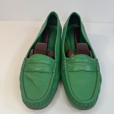 Vintage Hunt Club Leather Penny Loafers Kelly Green Women s 8.5 Narrow Brazil