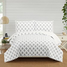 Modern Heirloom 3pc Full/Queen Block Print Quilt Set Blue