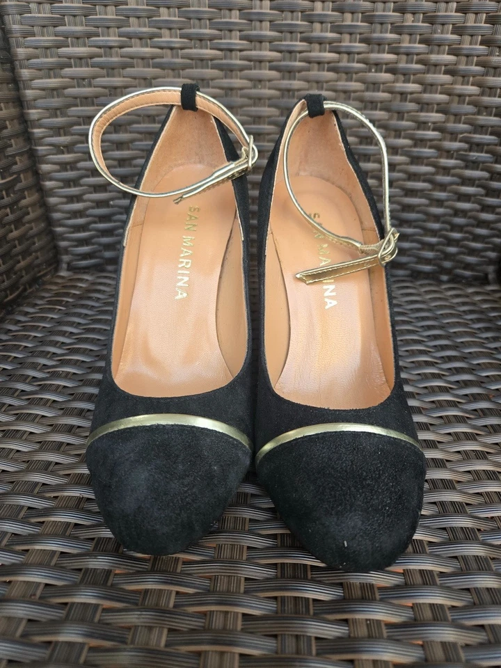 (M027 963) 👠 San Marina – Escarpins en daim noir à bride cheville – Taille 36 - Photo 3/4