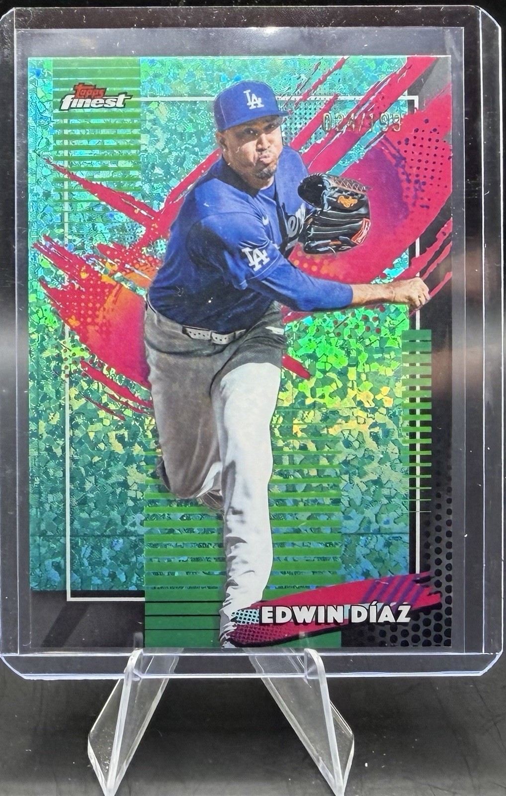 2026 Topps Chrome Finest EDWIN DIAZ Aqua Refractor /199 #252 Los Angeles Dodgers