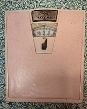 Royal Vintage MCM Pink with Gold Glitter 1950s Bathroom Scale