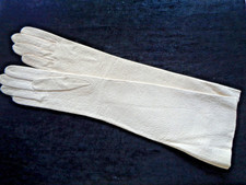 Vintage 1930's gloves long kid leather cream Viola Weinberger label size 6