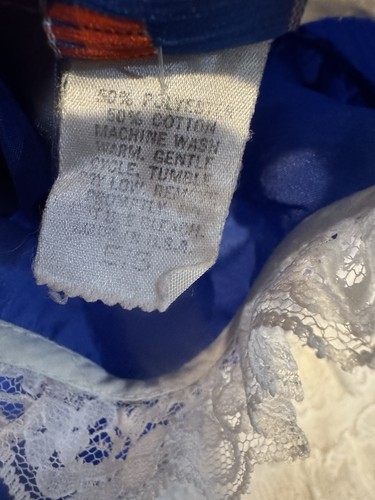Vintage Party Dress Frilly Circle Layered Blue Prairie Pageant Lace 70s 5 6 FLAW - Picture 10 of 10